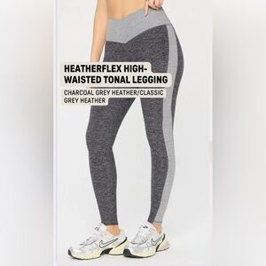 Fabletics HeatherFlex High-Waisted Tonal Legging - Charcoal Grey